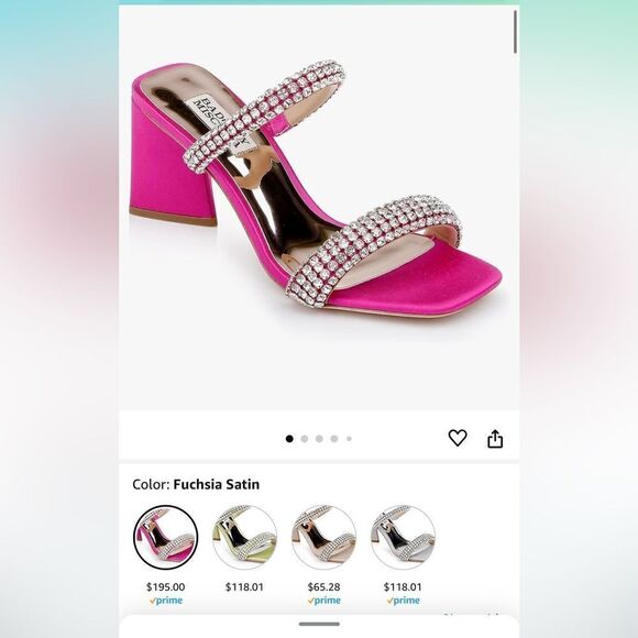 Badgley Mischka Women's Frankie Jeweled Band Heels Sandals 7.5 Fuchsia Satin - Picture 8 of 8